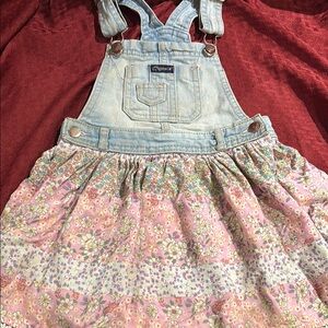 Jordache Pink and Blue Denim Overall Dreas with Floral Skirt